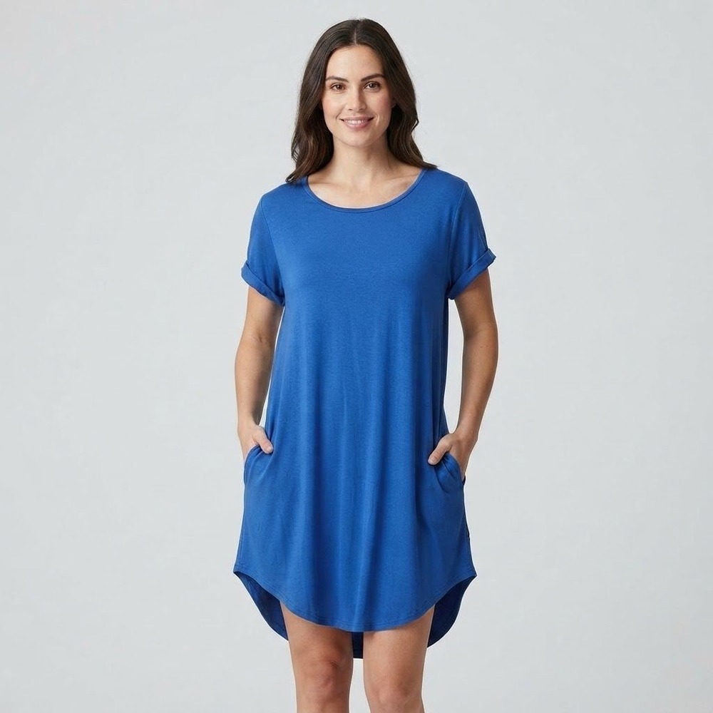 Dwelling Apparel T-Shirt Dress Womens Medium Bamboo Cotton Pockets Natural Fibre